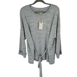 Lucky Brand Womens Grey Tie Front shirt top Size Large Knit Pullover new